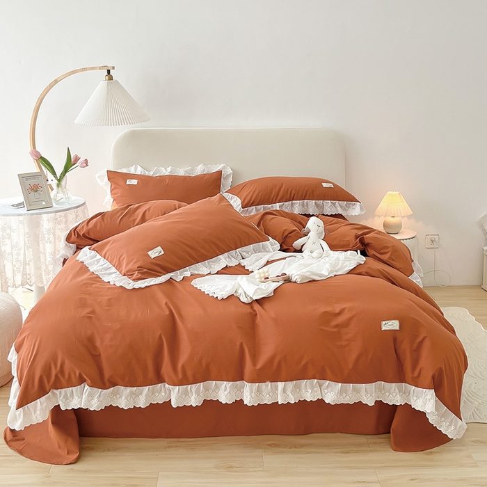 91家纺网 家纺一手货源 找家纺 （总）贝尔 PELLHOME 全棉水洗棉宽花边镂空刺绣四件套床单床笠场景一春节不打烊（可抖音代发）