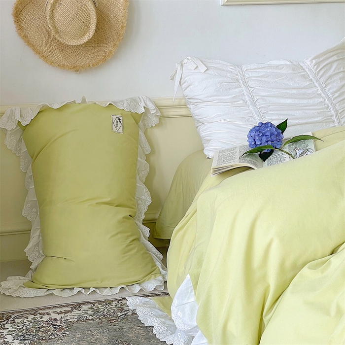 91家纺网 家纺一手货源 找家纺 贝尔 PELLHOME 全棉水洗棉宽花边镂空刺绣四件套床单床笠场景一春节不打烊（可抖音代发） 蔓青绿