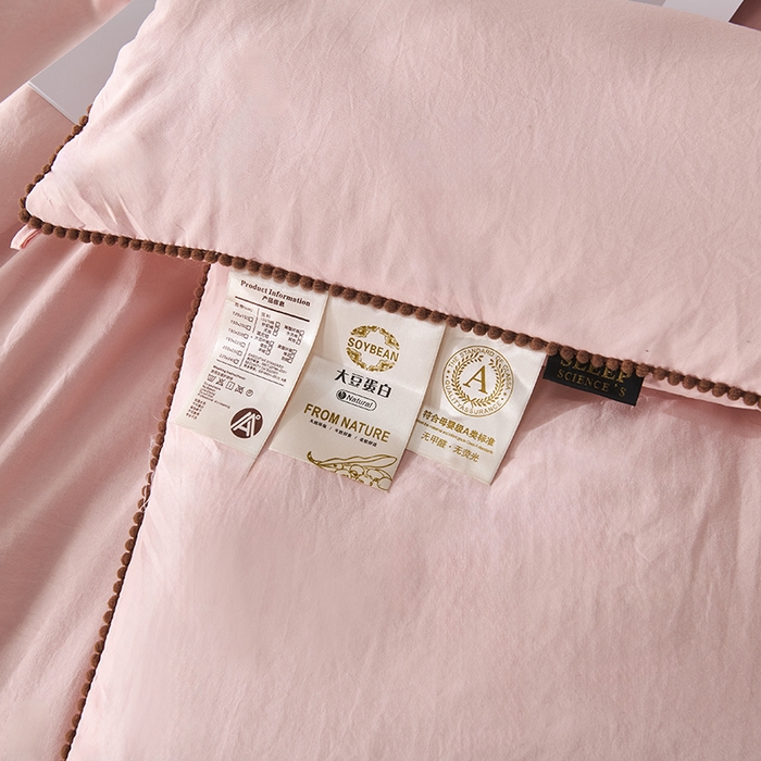 91家纺网 家纺一手货源 找家纺 爱诗诺家纺 2025年新款3D立体烫画亲肤保暖云纱棉大豆被被子被芯 云纱棉-粉（主图3）