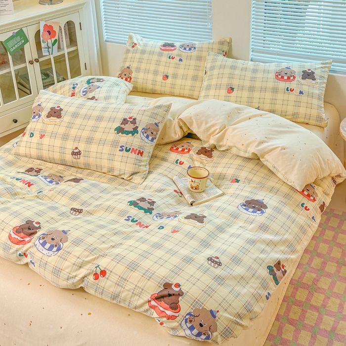 91家纺网 家纺一手货源 找家纺 麦田家纺 2025新款花卉全棉印花四件套系列 萌趣时光