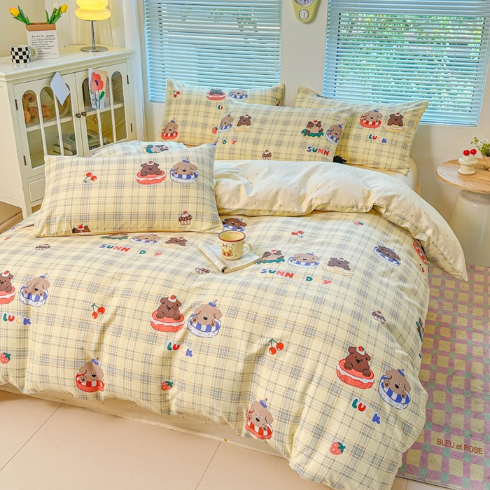 91家纺网 家纺一手货源 找家纺 麦田家纺 2025新款花卉全棉印花四件套系列 萌趣时光