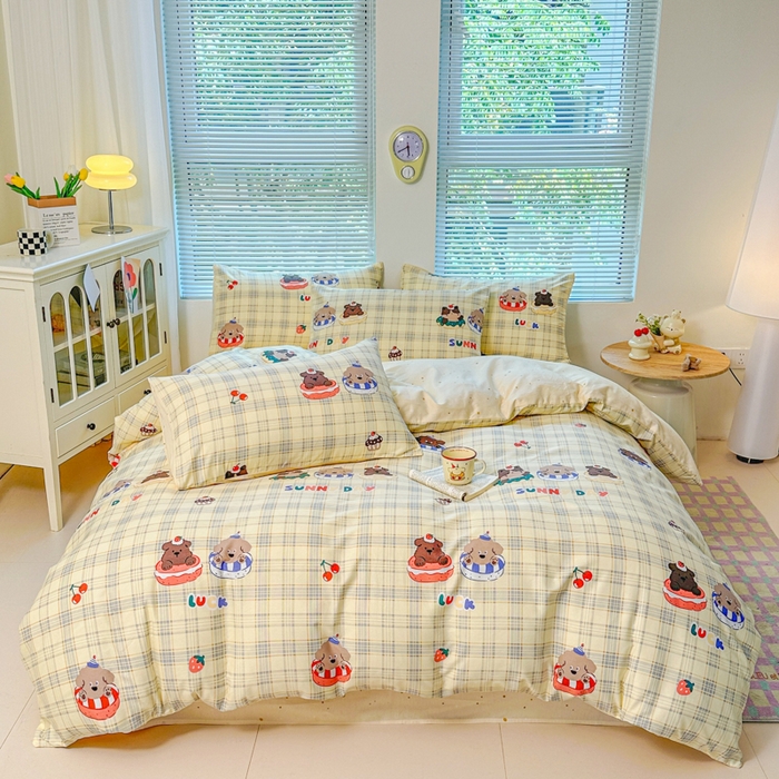 91家纺网 家纺一手货源 找家纺 麦田家纺 2025新款花卉全棉印花四件套系列 萌趣时光