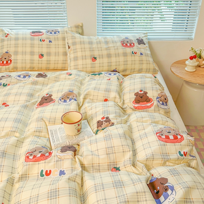 91家纺网 家纺一手货源 找家纺 麦田家纺 2025新款花卉全棉印花四件套系列 萌趣时光