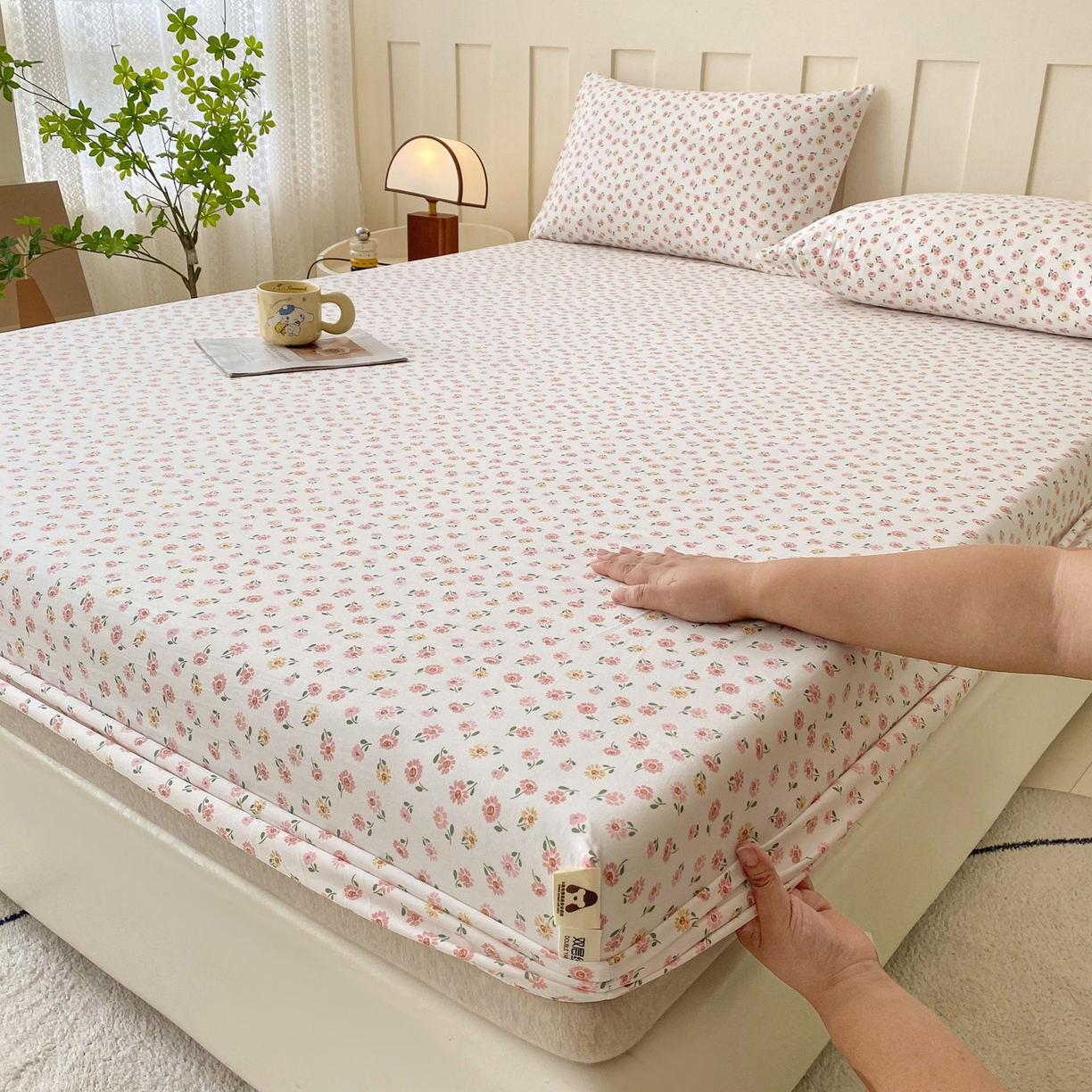 91家纺网 家纺一手货源 找家纺 （总）首爱家纺 2025新款木棉双层纱印花床笠