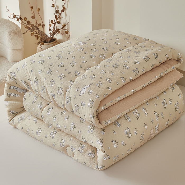 91家纺网 家纺一手货源 找家纺 南方印象 2025新款木棉冬被 繁-华-双层纱