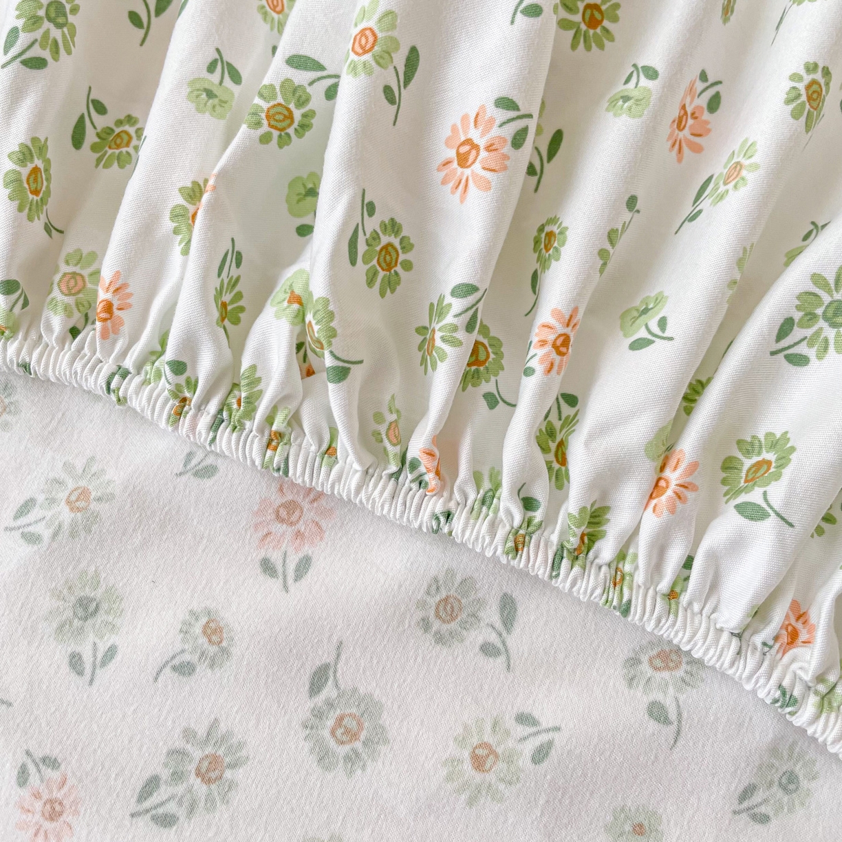 91家纺网 家纺一手货源 找家纺 首爱家纺 2025新款木棉双层纱印花床笠 花慕