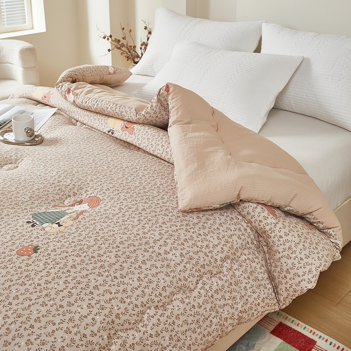 91家纺网 家纺一手货源 找家纺 南方印象 2025新款木棉冬被 萌女孩-双层纱