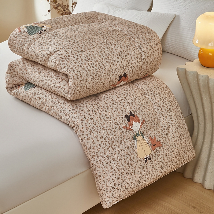 91家纺网 家纺一手货源 找家纺 南方印象 2025新款木棉冬被 萌女孩-双层纱