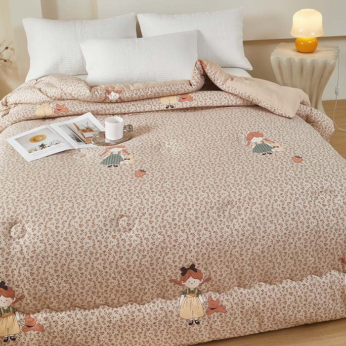 91家纺网 家纺一手货源 找家纺 南方印象 2025新款木棉冬被 萌女孩-双层纱