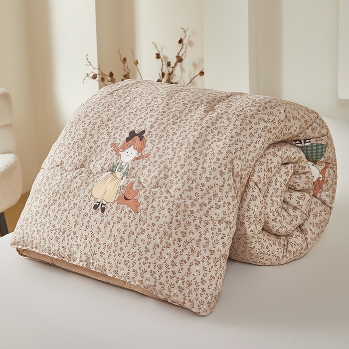 91家纺网 家纺一手货源 找家纺 南方印象 2025新款木棉冬被 萌女孩-双层纱