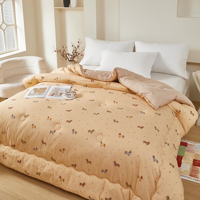 91家纺网 家纺一手货源 找家纺 南方印象 2025新款木棉冬被 小萌狗-双层纱