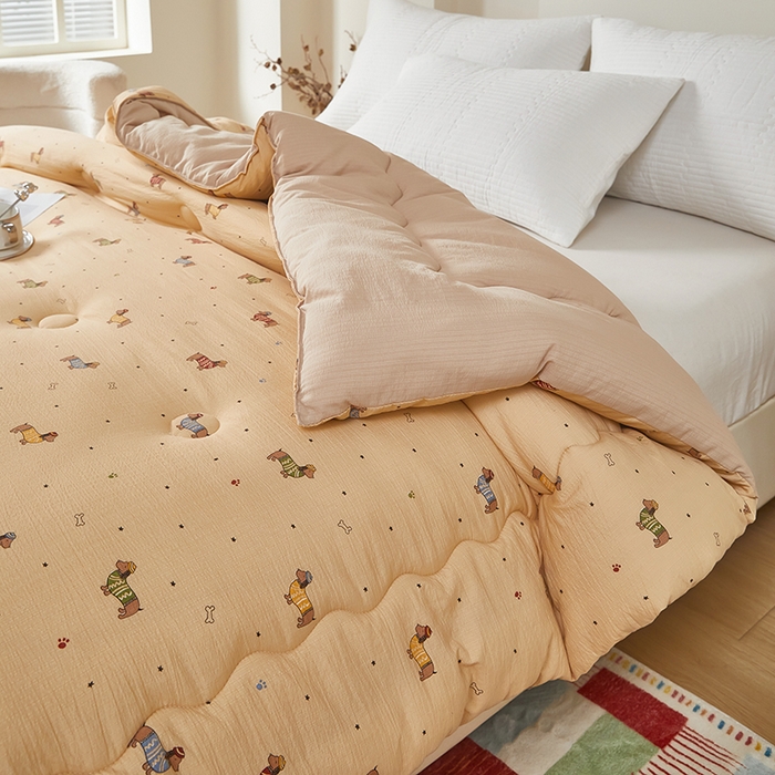 91家纺网 家纺一手货源 找家纺 南方印象 2025新款木棉冬被 小萌狗-双层纱