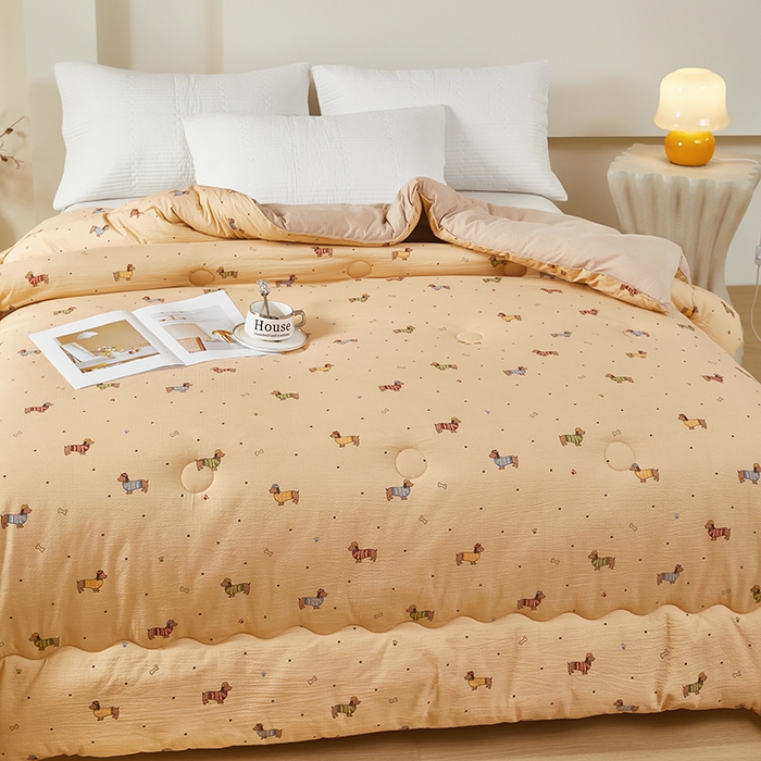 91家纺网 家纺一手货源 找家纺 南方印象 2025新款木棉冬被 小萌狗-双层纱