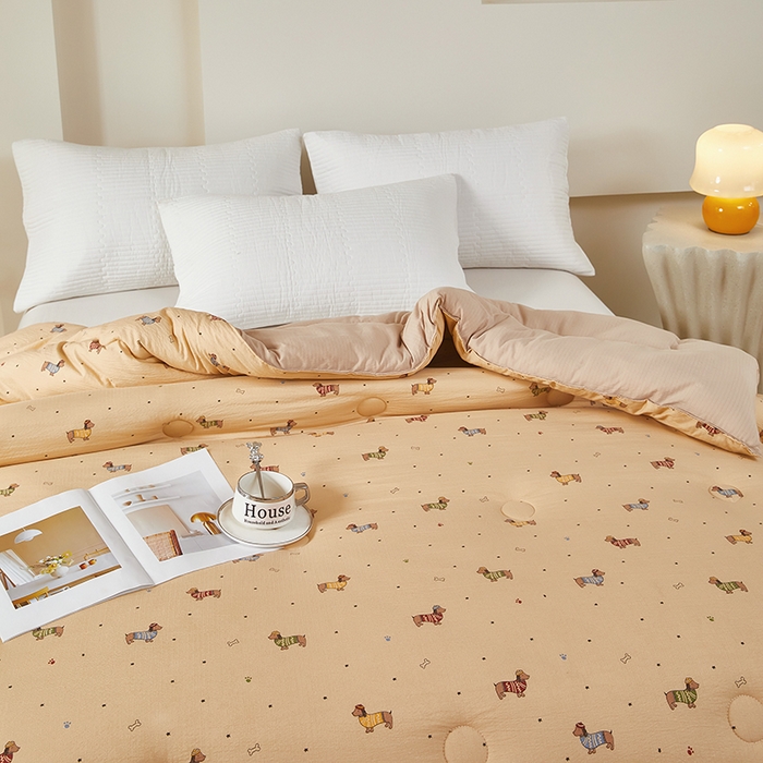 91家纺网 家纺一手货源 找家纺 南方印象 2025新款木棉冬被 小萌狗-双层纱