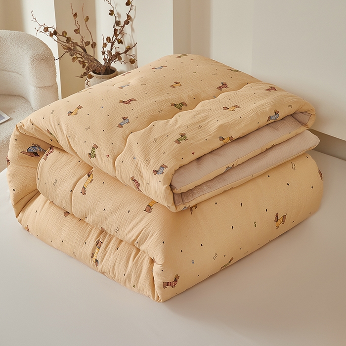 91家纺网 家纺一手货源 找家纺 南方印象 2025新款木棉冬被 小萌狗-双层纱