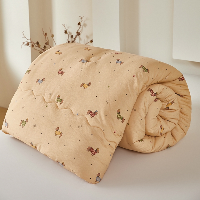 91家纺网 家纺一手货源 找家纺 南方印象 2025新款木棉冬被 小萌狗-双层纱