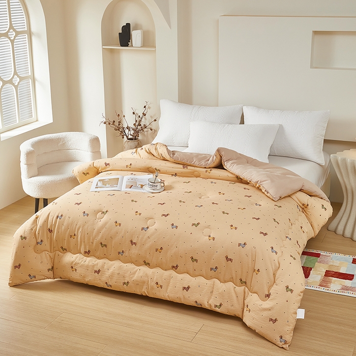 91家纺网 家纺一手货源 找家纺 南方印象 2025新款木棉冬被 小萌狗-双层纱