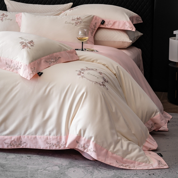 91家纺网 家纺一手货源 找家纺 （总）卡姿家纺 2025秋冬60支长绒棉全棉纯棉女奢温柔刺绣四件套— 奥莉雅