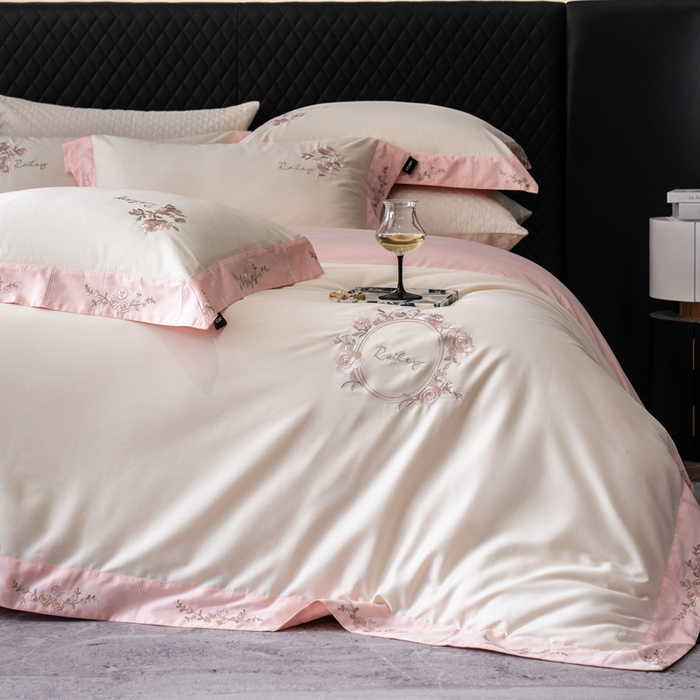 91家纺网 家纺一手货源 找家纺 （总）卡姿家纺 2025秋冬60支长绒棉全棉纯棉女奢温柔刺绣四件套— 奥莉雅