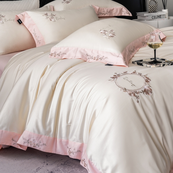 91家纺网 家纺一手货源 找家纺 （总）卡姿家纺 2025秋冬60支长绒棉全棉纯棉女奢温柔刺绣四件套— 奥莉雅