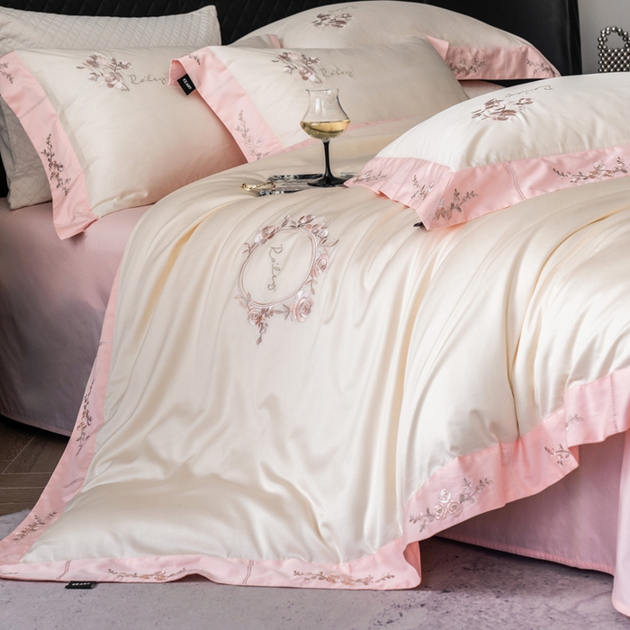 91家纺网 家纺一手货源 找家纺 （总）卡姿家纺 2025秋冬60支长绒棉全棉纯棉女奢温柔刺绣四件套— 奥莉雅