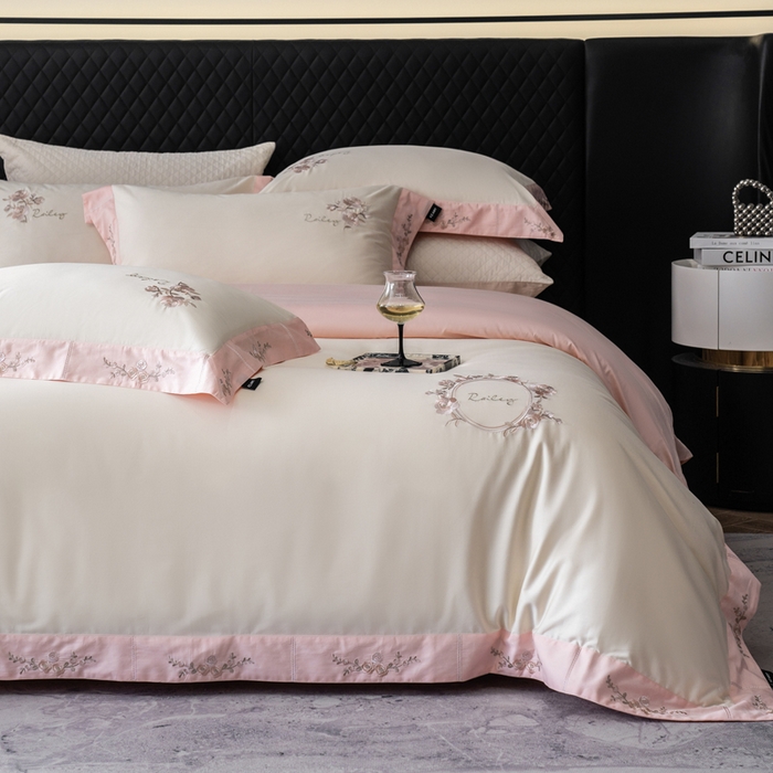 91家纺网 家纺一手货源 找家纺 卡姿家纺 2025秋冬60支长绒棉全棉纯棉女奢温柔刺绣四件套— 奥莉雅 奥莉雅-奶油白