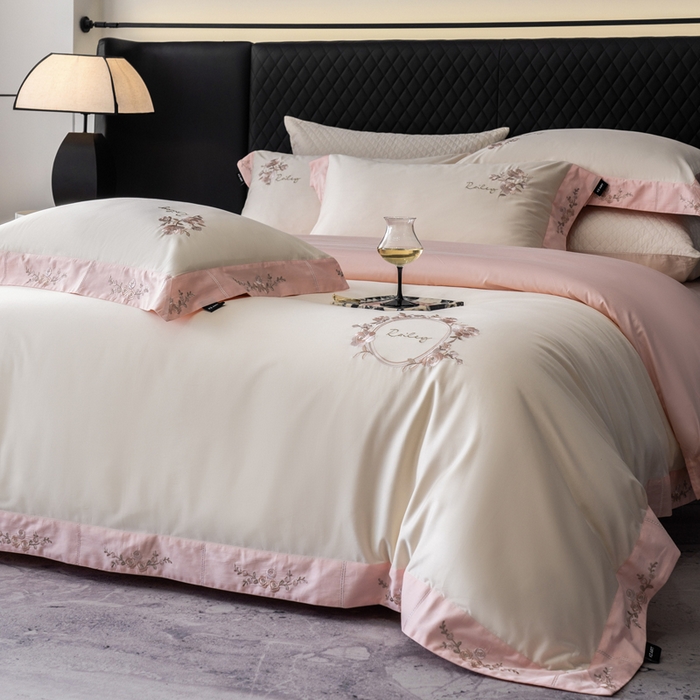 91家纺网 家纺一手货源 找家纺 卡姿家纺 2025秋冬60支长绒棉全棉纯棉女奢温柔刺绣四件套— 奥莉雅 奥莉雅-奶油白