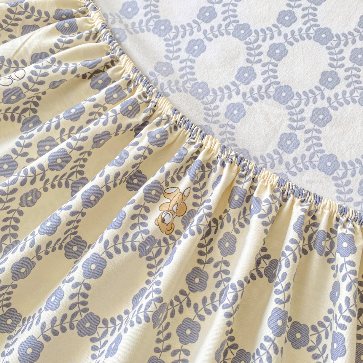 91家纺网 家纺一手货源 找家纺 首爱家纺 2025新款木棉双层纱印花床笠 杰西卡