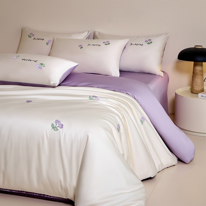 91家纺网 家纺一手货源 找家纺 618家纺 2025新款A类新疆长绒棉四件套--甜茉 甜茉紫