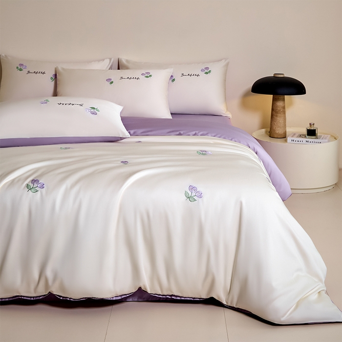91家纺网 家纺一手货源 找家纺 618家纺 2025新款A类新疆长绒棉四件套--甜茉 甜茉紫