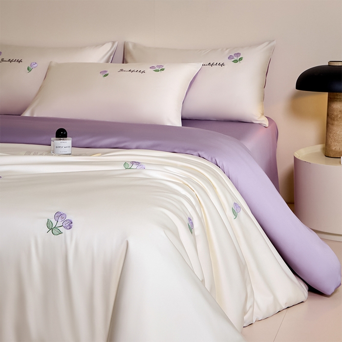 91家纺网 家纺一手货源 找家纺 618家纺 2025新款A类新疆长绒棉四件套--甜茉 甜茉紫