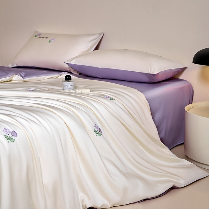 91家纺网 家纺一手货源 找家纺 618家纺 2025新款A类新疆长绒棉四件套--甜茉 甜茉紫