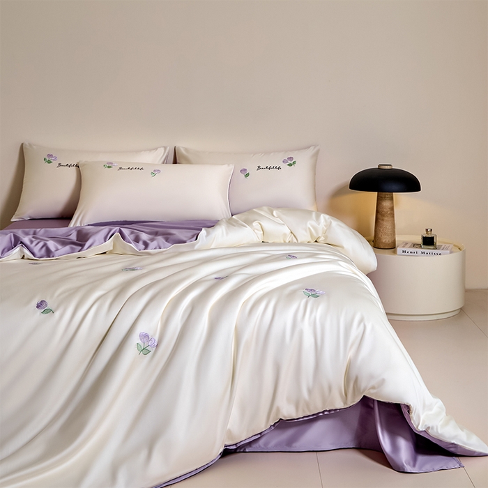 91家纺网 家纺一手货源 找家纺 618家纺 2025新款A类新疆长绒棉四件套--甜茉 甜茉紫