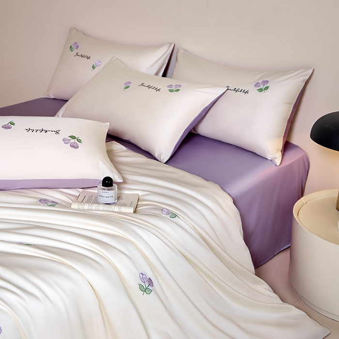 91家纺网 家纺一手货源 找家纺 618家纺 2025新款A类新疆长绒棉四件套--甜茉 甜茉紫