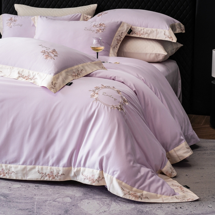 91家纺网 家纺一手货源 找家纺 卡姿家纺 2025秋冬60支长绒棉全棉纯棉女奢温柔刺绣四件套— 奥莉雅 奥莉雅-紫