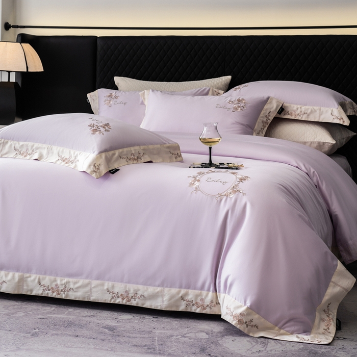 91家纺网 家纺一手货源 找家纺 卡姿家纺 2025秋冬60支长绒棉全棉纯棉女奢温柔刺绣四件套— 奥莉雅 奥莉雅-紫