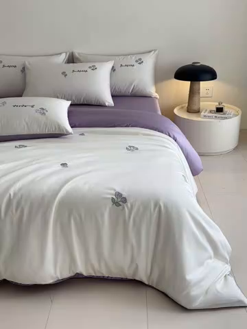 91家纺网 家纺一手货源 找家纺 618家纺 2025新款A类新疆长绒棉四件套--甜茉 甜茉紫