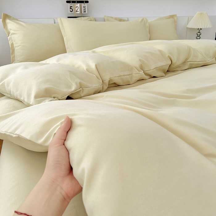 91家纺网 家纺一手货源 找家纺 （总）世爵 2025新款热款轻奢简约风高克重纯色140克水洗磨毛四件套