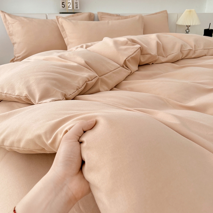 91家纺网 家纺一手货源 找家纺 （总）世爵 2025新款热款轻奢简约风高克重纯色140克水洗磨毛四件套