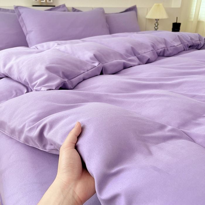 91家纺网 家纺一手货源 找家纺 （总）世爵 2025新款热款轻奢简约风高克重纯色140克水洗磨毛四件套