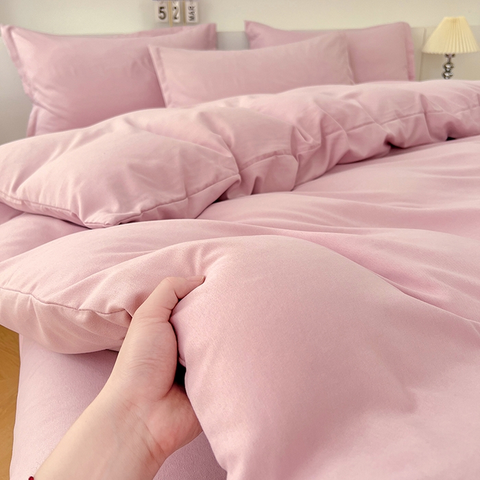 91家纺网 家纺一手货源 找家纺 （总）世爵 2025新款热款轻奢简约风高克重纯色140克水洗磨毛四件套