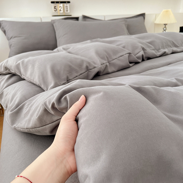 91家纺网 家纺一手货源 找家纺 （总）世爵 2025新款热款轻奢简约风高克重纯色140克水洗磨毛四件套