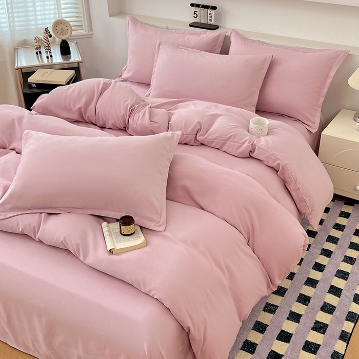 91家纺网 家纺一手货源 找家纺 （总）世爵 2025新款热款轻奢简约风高克重纯色140克水洗磨毛四件套