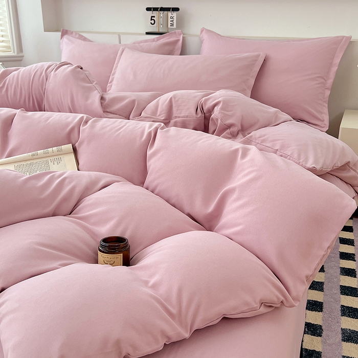 91家纺网 家纺一手货源 找家纺 （总）世爵 2025新款热款轻奢简约风高克重纯色140克水洗磨毛四件套