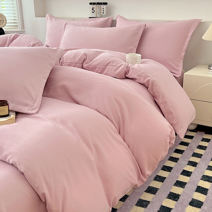 91家纺网 家纺一手货源 找家纺 （总）世爵 2025新款热款轻奢简约风高克重纯色140克水洗磨毛四件套