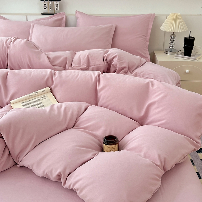 91家纺网 家纺一手货源 找家纺 （总）世爵 2025新款热款轻奢简约风高克重纯色140克水洗磨毛四件套