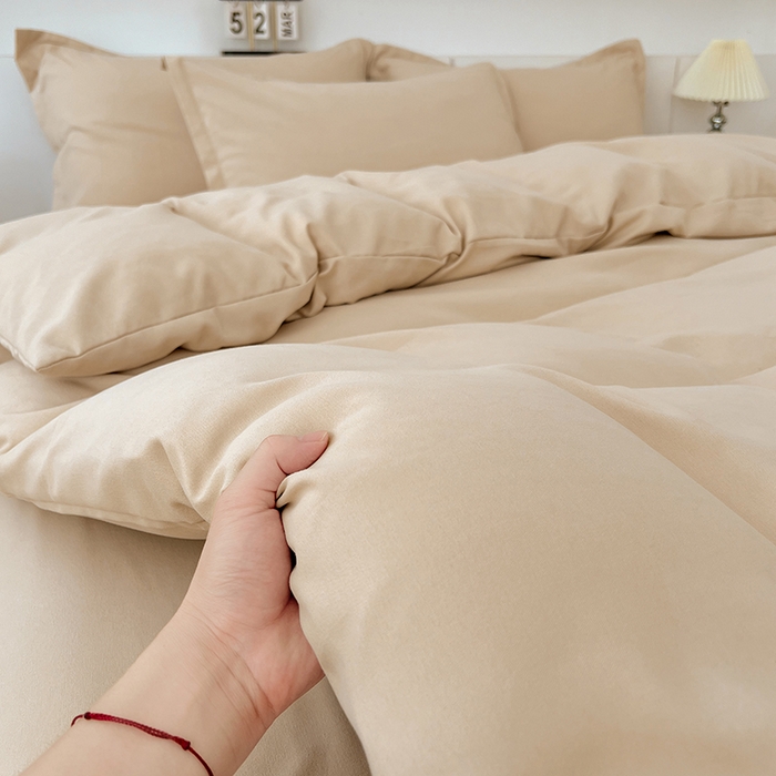 91家纺网 家纺一手货源 找家纺 （总）世爵 2025新款热款轻奢简约风高克重纯色140克水洗磨毛四件套