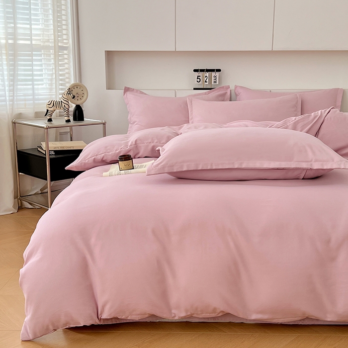 91家纺网 家纺一手货源 找家纺 （总）世爵 2025新款热款轻奢简约风高克重纯色140克水洗磨毛四件套