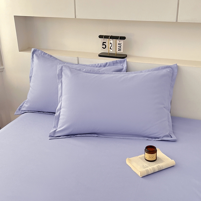 91家纺网 家纺一手货源 找家纺 世爵 2025新款热款轻奢简约风高克重纯色140克水洗磨毛四件套 蓝灰