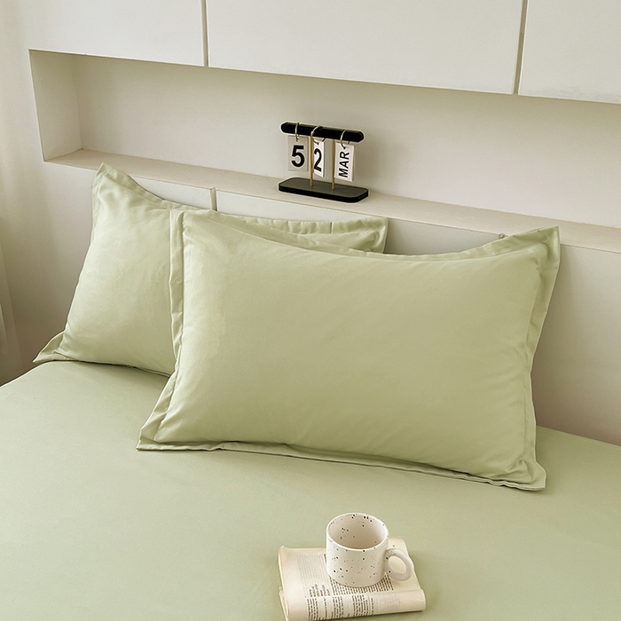 91家纺网 家纺一手货源 找家纺 世爵 2025新款热款轻奢简约风高克重纯色140克水洗磨毛四件套 绿色